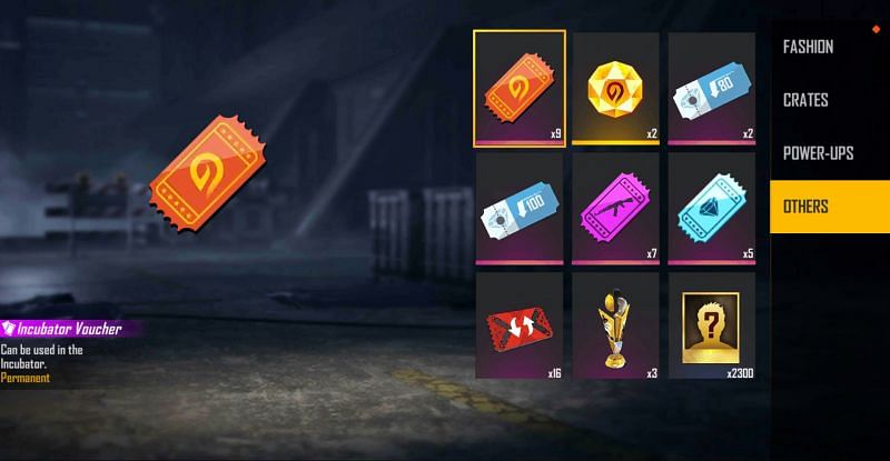 Incubator vouchers (Image via Free Fire)